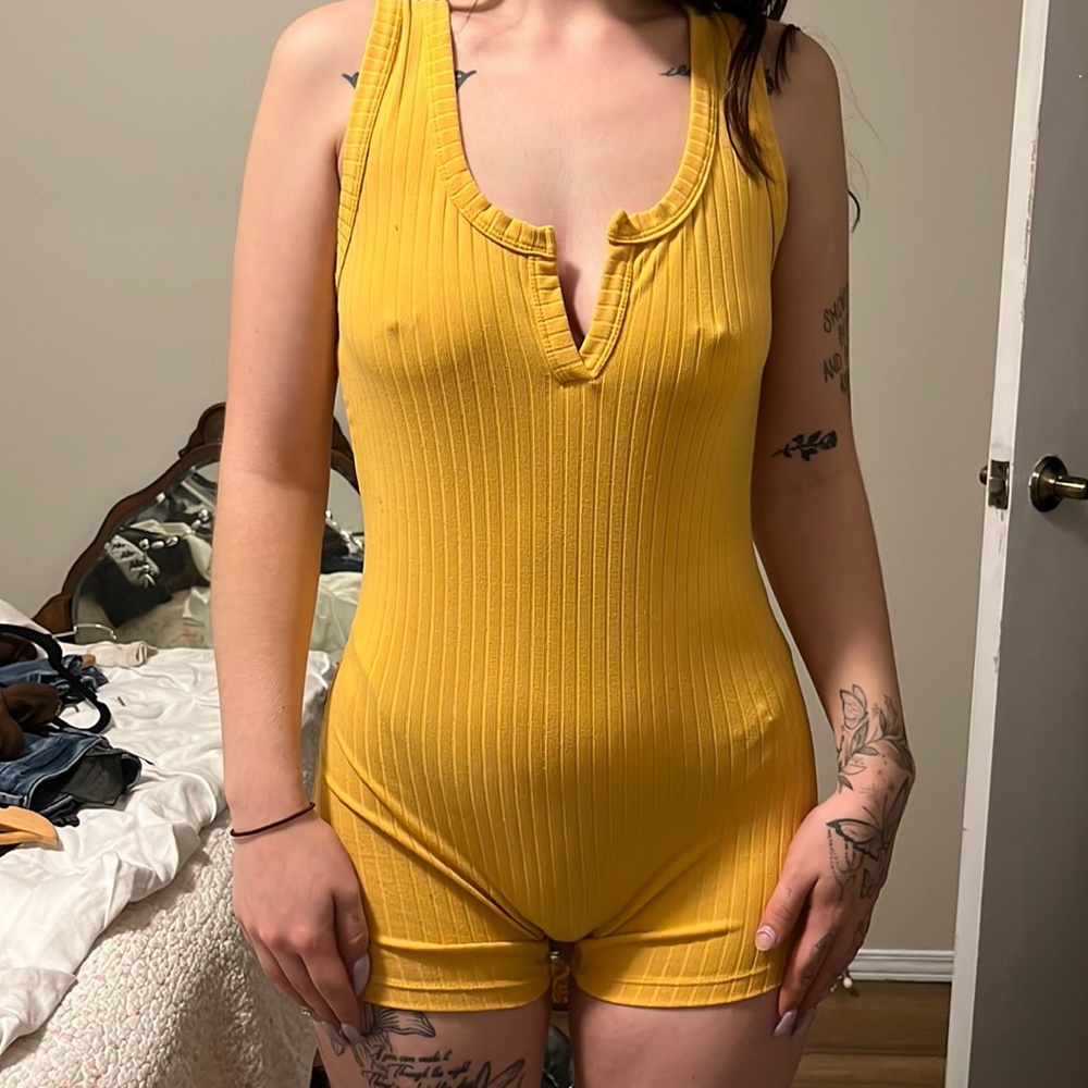 Yellow body suit